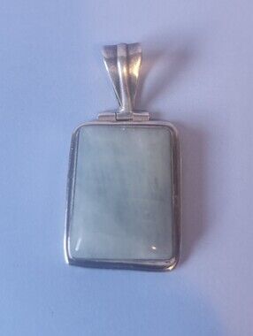 Vintage 925 Silver Pendant with Light Natural Aquamarine Stone 11.50 Grams 1.5in